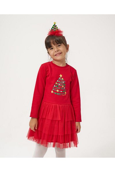 Name Baby Girl's Tutu Floor-Layered Christmas Dress Crown