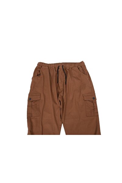 Sanalbolluk Oversize Multi-Pocket Elastic Waist Trousers Brick Color