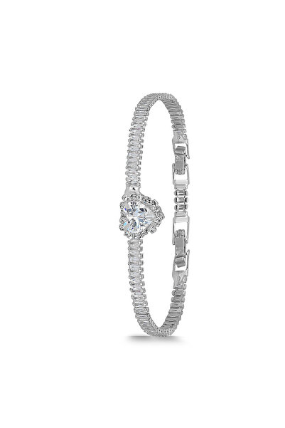 Forentina Gümüş Kaplama Kalpli Baget Bileklik PS3825