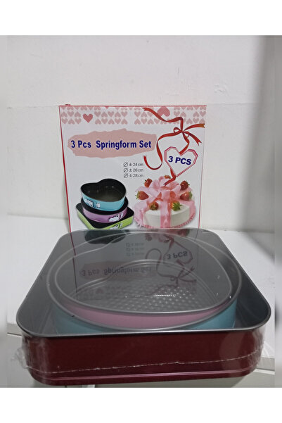 abnturk 3 lü şekilli kelepçeli renkli kek kalıbı seti