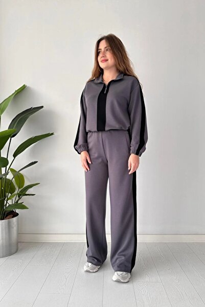 sportiness yarım fermar  Tasarım geniş paça modal kumaş eşofman takım