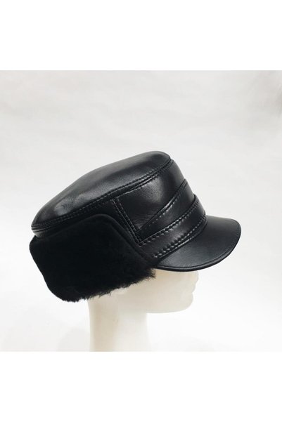 Sanalbolluk American Model Black Color Leather Hat