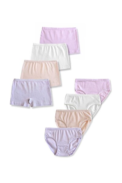 GizaKids Set de 8 lenjerie de corp pentru fete cu nervuri boxer