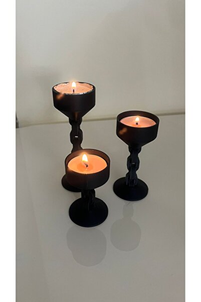 Genel Markalar Zincir Şekilli 3’lü Dekoratif Tealight Mumluk Seti