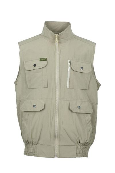 Sanalbolluk Oversized Fabric Vest with Collar and Elastic Waist Cream Color
