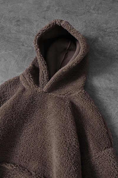Slatra Men's Brown Basic Plush Sweatshirt