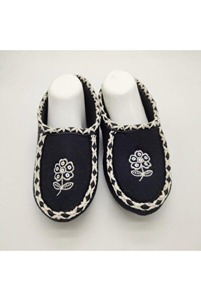 Sanalbolluk Knitted Stitched Floral Pattern Women's Booties Black Color