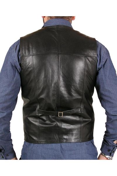 Sanalbolluk Sports Cut Black Leather Vest