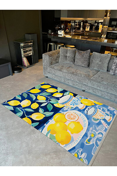 Rugs Modern Halı Yılmaz Koleksiyonu Çok Renkli Limon ve Fincan Desenli Modern...