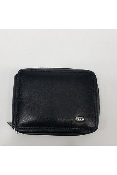 Arpelle Black-Tan-Brown Color Horizontal Model Genuine Leather Zipper Design Card Holder