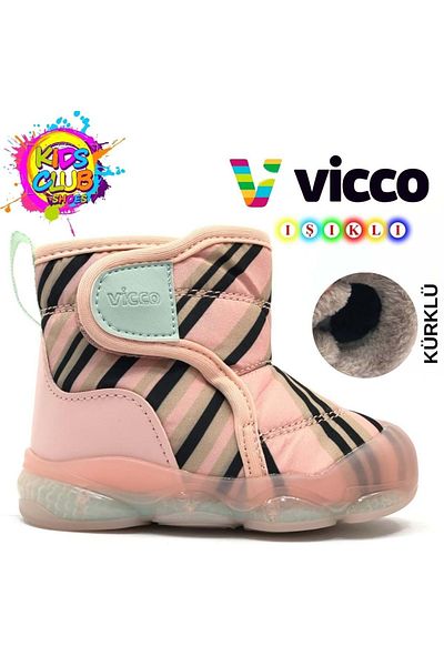 Vicco Helyum Phylon Işıklı Taban Ortopedik Çocuk Bot Pudra