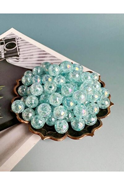 By MO Accessories 8 χιλιοστά 100 τεμάχια μπλε γυαλιστερές διαφανείς γυάλινες ...