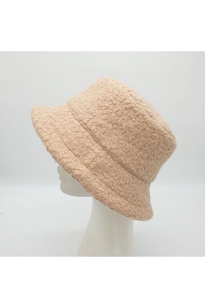 Sanalbolluk Coffee Color Color Curly Fabric Round Hat