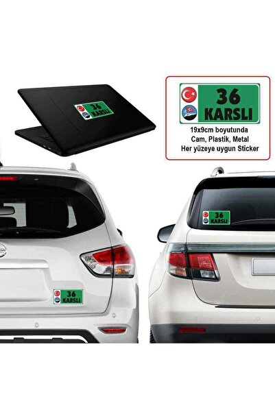 Genel Markalar 36 Kars - Memleket Sticker - Şehir - Arma,cam, Laptop Etiket Araç Aksesuar -oto Sticker 19x9cm