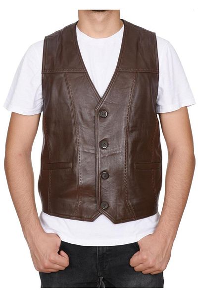 Sanalbolluk Punto Stitched Hazelnut Color Sports Leather Vest
