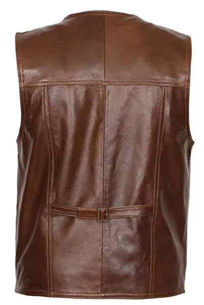 Sanalbolluk Brown Sports Men's Leather Vest