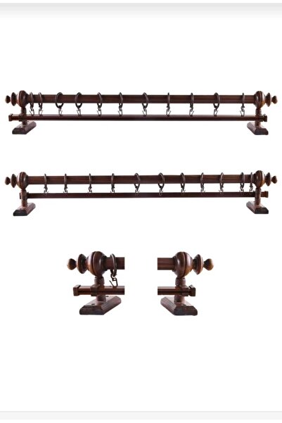 rustikhediyecim CEVİZ Ceviz Tek Raylı Ahşap Rustik Perde Askısı - 150 Cm