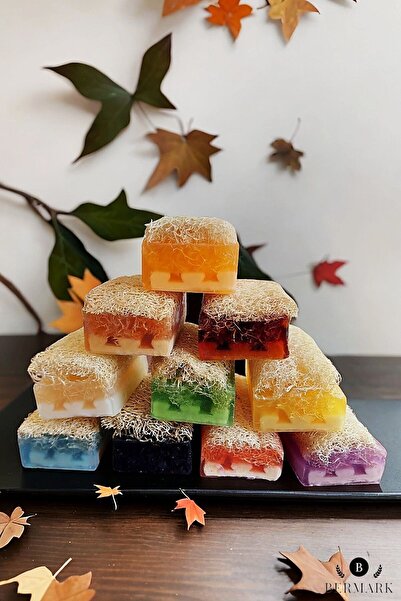 bermark مجموعة من 8 قطع من ألياف اليقطين الطبيعية بالورد والمنثول والصبار والكربون المنشط واللافندر والكاكاو والرمان والليمون