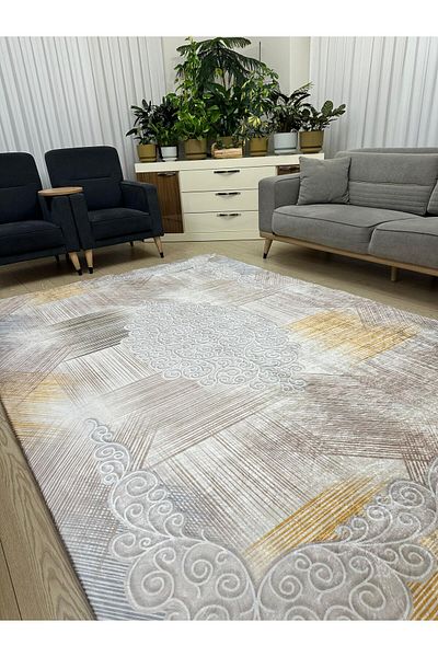 LİMAY Practical Rug Cover Without Sponge - Washable - Decorative - Velvet Fabric - 6m2 (200X300)