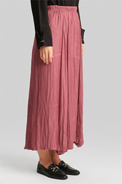 Armine Kırışık Görünümlü Pileli Etek 24yd5601 Gül Kurusu