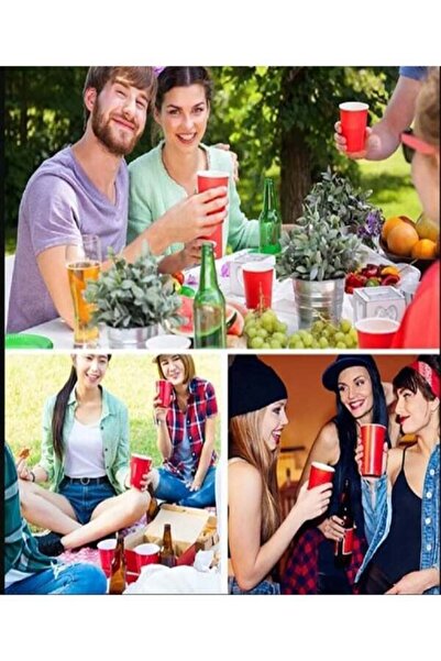 aşkın concept Amerikan Parti Beer Pong Oyunu Kırmzı Bardak Büyük Boy 16 Oz 500 ml Plastik Bardak 8 Adet