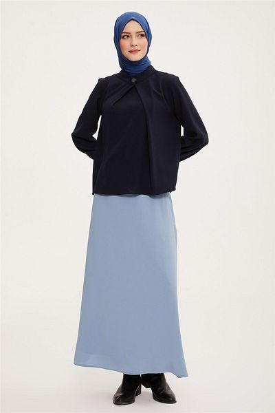 Armine A-line Skirt with Tunnel Detail at the Waist 22k1316 Gray Blue
