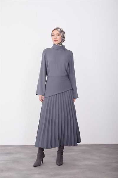 Armine Anthracite Bodice Skirt - 23K1512 Model