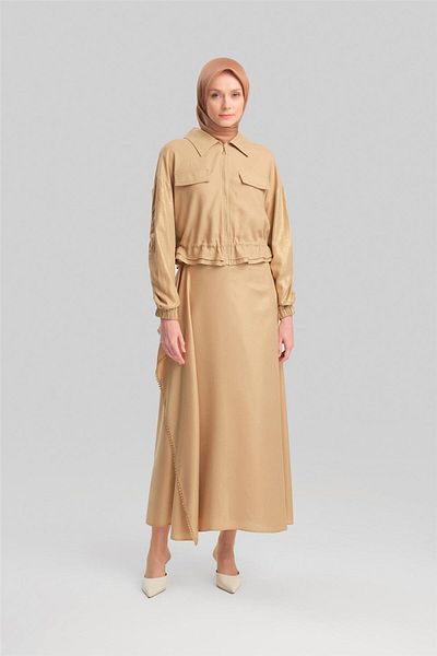 Armine Camel Glitter Viscose Skirt - 24Y1626