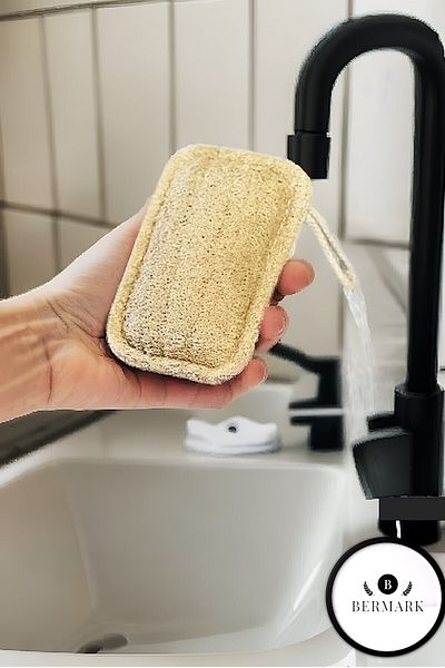 bermark Natural Pumpkin Fiber Dish Sponge - Organic, Herbal, Eco-Friendly Effective Cleaning - 1 Piece
