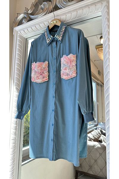 Invee Rose Stone Shirt Petrol