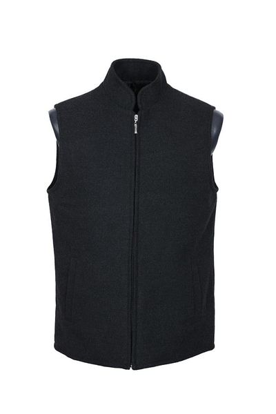 Sanalbolluk Stamp Fabric Zippered Men's Vest Smoked Color