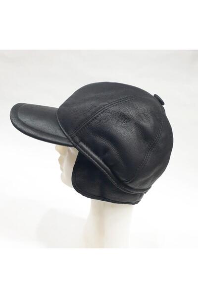 Sanalbolluk İçi Kürk Deri Beyzbol Kep Siyah Renk