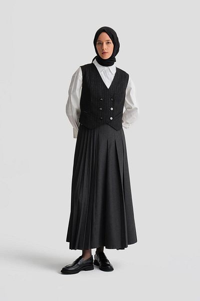 Armine Anthracite Wrap Skirt - 24K1704 Model