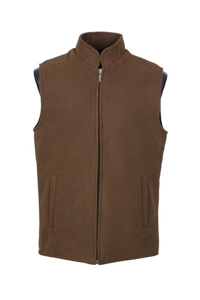 Sanalbolluk Stamp Fabric Zippered Men's Vest Tan Color