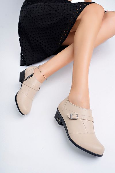 Deripabuc Genuine Leather Beige Women's Leather Casual Shoes Dp15-73421