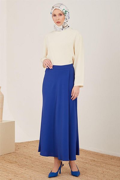 Armine Purple Blue Pleat Crimean Loose Skirt - 23Y1418