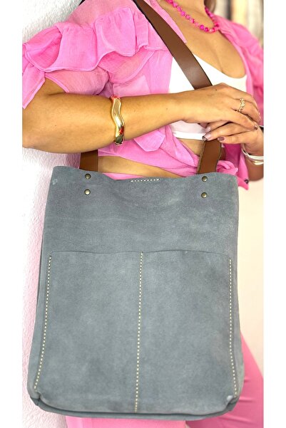 Tuvita Collection Bodrum Gray Tan Women's Shoulder Bag - 100% Recipe, 2 Pocke...