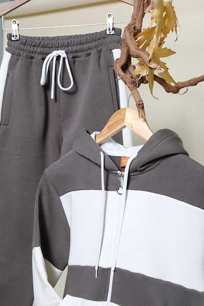 Zaziko Kids Boy's Striped Hooded Tracksuit Set - Zippered Esf.0092-Z
