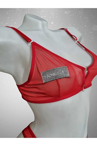 enmodaiçgiyim Vanilla Secret Red Stone Women's Bustier Suit