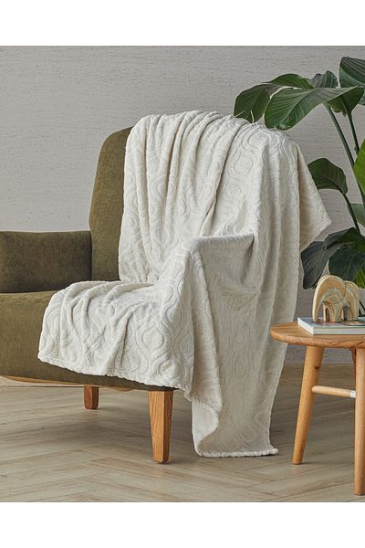English Home Κουβέρτα τηλεόρασης Luminance Cream Foil Printed Supersoft - 120x160 cm