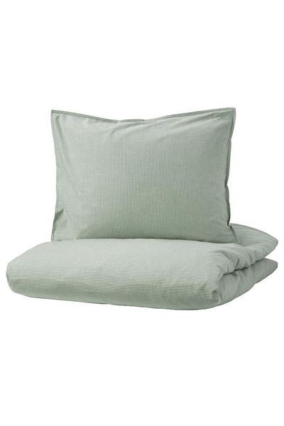 IKEA Bergpalm Single Duvet Cover Set, Striped Green