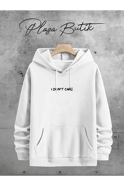 Plaza Butik Hanorac oversize cu glugă unisex cu imprimeu I Don't Care