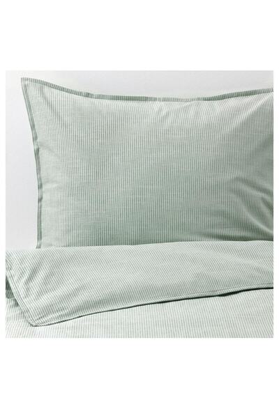 IKEA Bergpalm Tek Kişilik Nevresim Takımı, Çizgili Yeşil