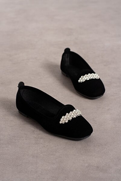 FUGA MODA Luster Black Cluster Stone Λεπτομερείς κομψές μπαλαρίνες