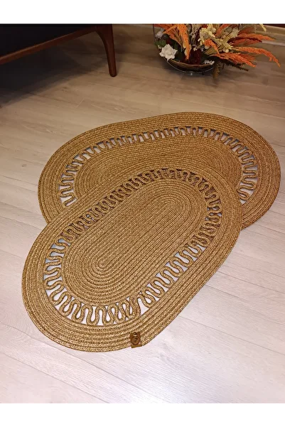 ADES HOME DESİGN Wicker Lux Mat Set of 2 - Bathroom, Doorfront and Balcony Decoration