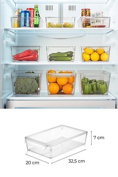 BOZHOUSE 3 Pieces Small Size Fridge Organizer with Lid Storage Container Organizer Set Fruit Vegetable Storage Container