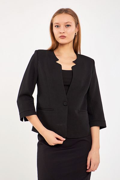 Volanlı Half Sleeve Jacket Skirt Suit