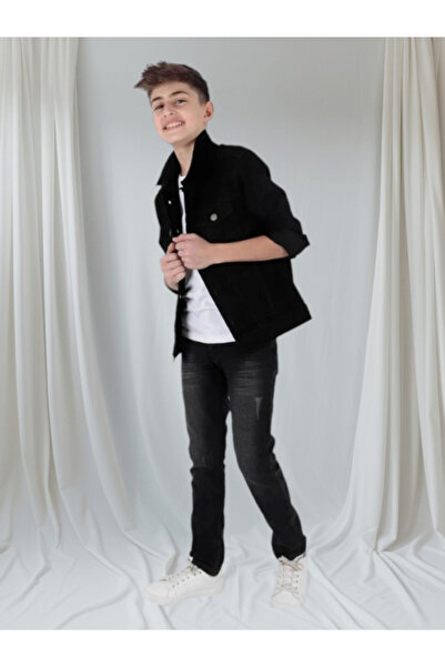 LUSSOLİFE Unisex Çocuk Düğme Detaylı Kot Üst