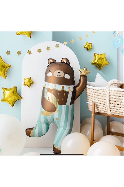 Partifabrik Teddy Bear Bear Foil Balloon with Salopet