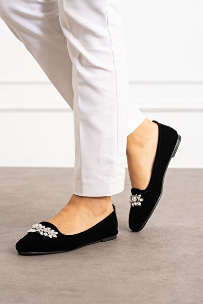 FUGA MODA Logan Black Leaf Stone κέντημα Λεπτομερείς μπαλαρίνες